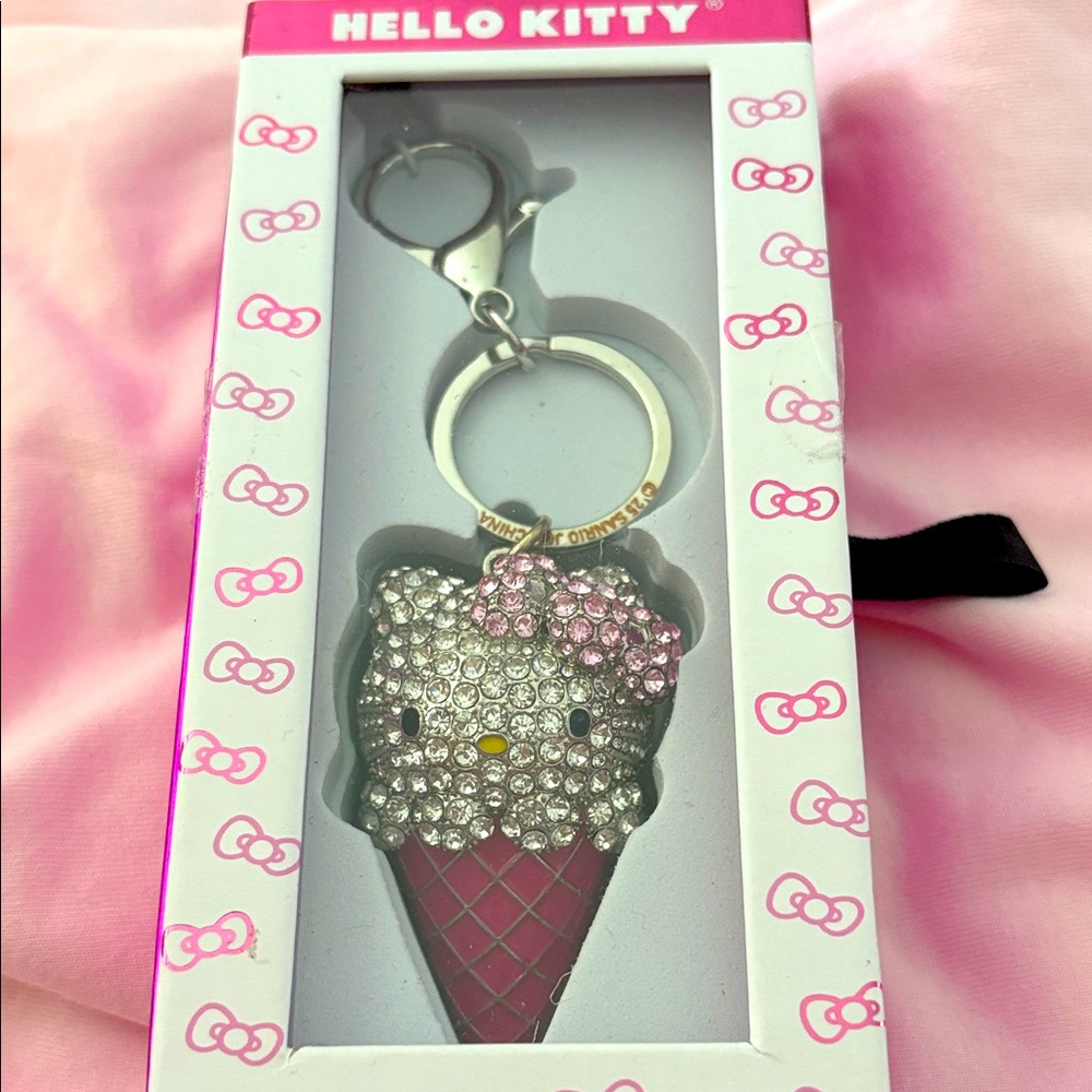 Hello Kitty Pink and Silver Rhinestone Keychain from Jacmel
